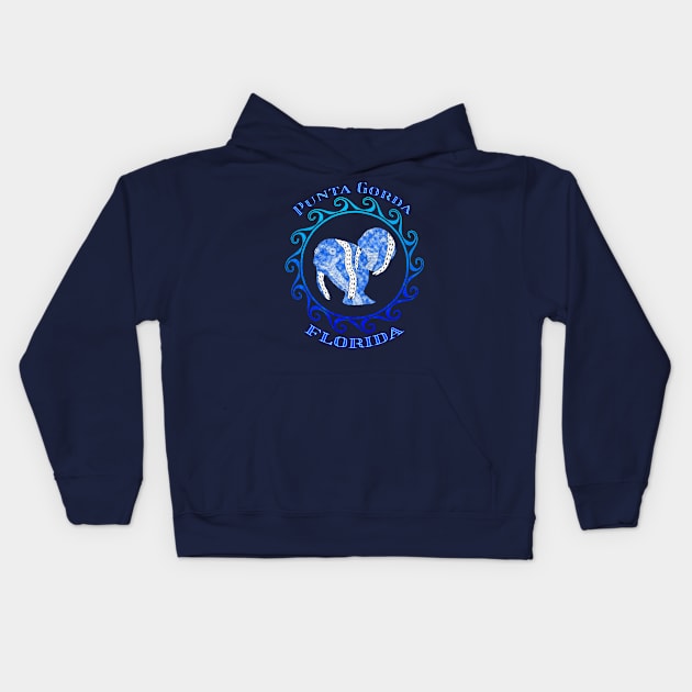 Punta Gorda Florida Vacation Tribal Manatees Kids Hoodie by macdonaldcreativestudios